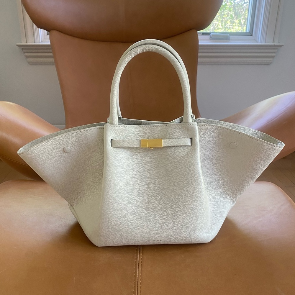 DeMellier Pebbled Leather Tote in Light Gray with Gold Hardware - Picture 2 of 8